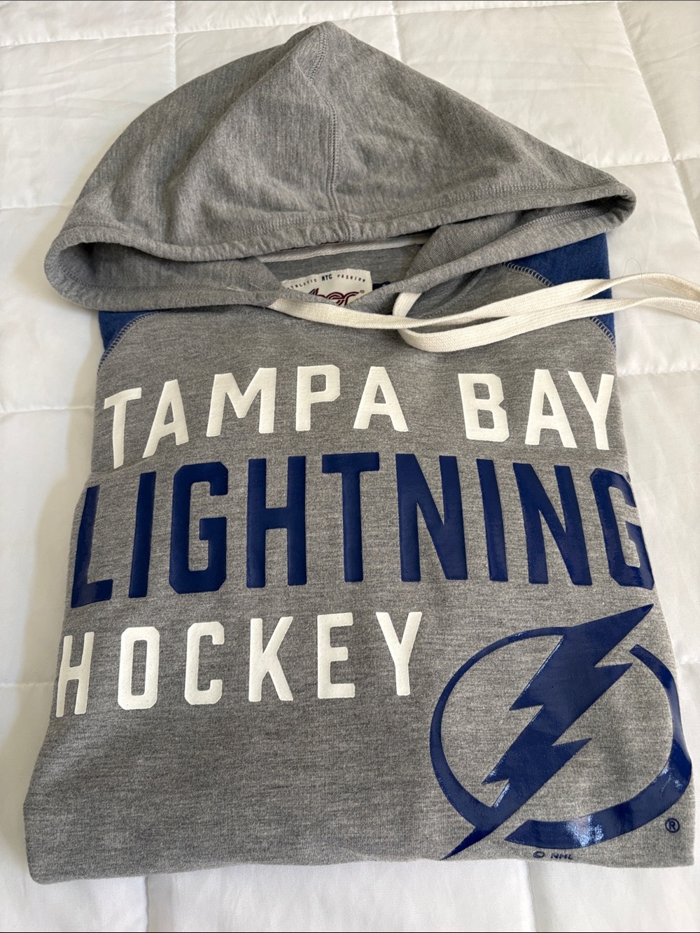 Tampa Bay Lightning Gray and Blue Pullover Hoodie women’s largel